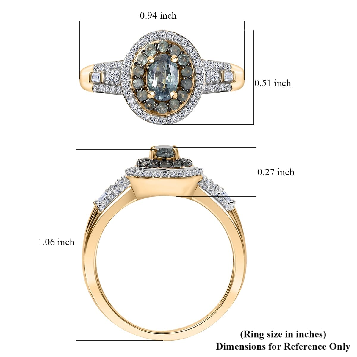 AAA Narsipatnam Alexandrite and Luxuriant Lab Grown Diamond E-F VS 1.05 ctw Majestic Mirage Ring in 10K Yellow Gold (Size 10.0) image number 5