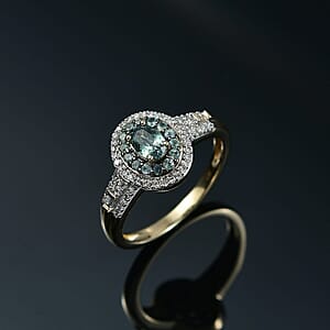 AAA Narsipatnam Alexandrite and Luxuriant Lab Grown Diamond E-F VS 1.05 ctw Majestic Mirage Ring in 10K Yellow Gold (Size 11.0)