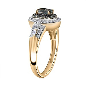 AAA Narsipatnam Alexandrite and Luxuriant Lab Grown Diamond E-F VS 1.05 ctw Majestic Mirage Ring in 10K Yellow Gold (Size 7.0)