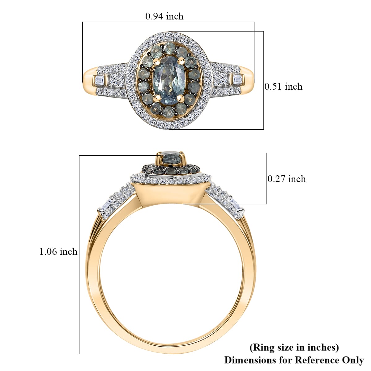 AAA Narsipatnam Alexandrite and Luxuriant Lab Grown Diamond E-F VS 1.05 ctw Majestic Mirage Ring in 10K Yellow Gold (Size 7.0) image number 5