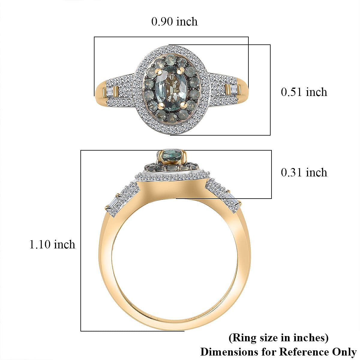 AAA Narsipatnam Alexandrite and Luxuriant Lab Grown Diamond E-F VS 1.05 ctw Majestic Mirage Ring in 10K Yellow Gold (Size 8.0) image number 5
