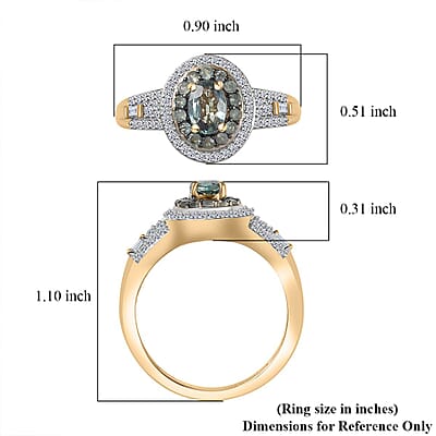 AAA Narsipatnam Alexandrite and Luxuriant Lab Grown Diamond E-F VS 1.05 ctw Majestic Mirage Ring in 10K Yellow Gold (Size 8.0)