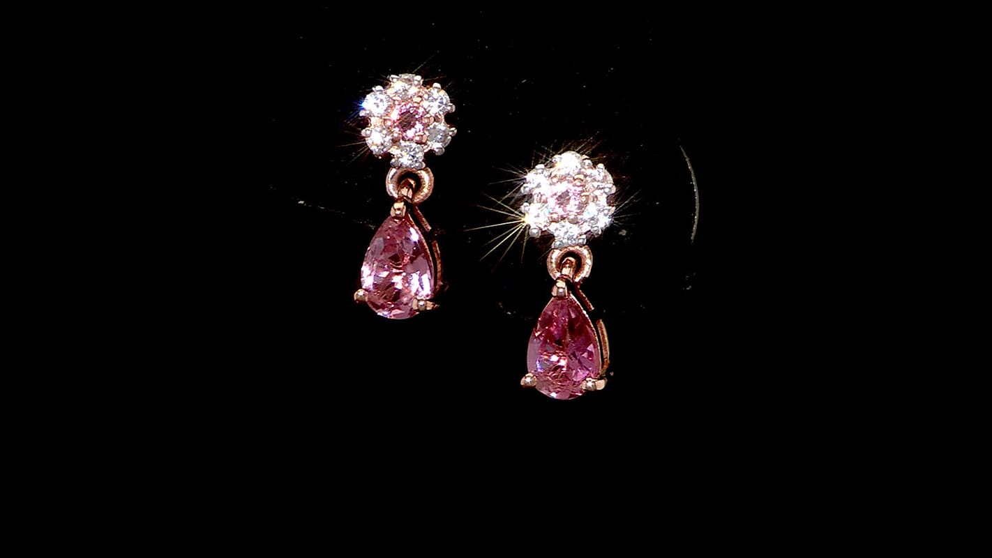 D'Joy Premium Blush Tourmaline and White Zircon 1.10 ctw Petal Bloom Earrings in 18K Vermeil Rose Gold Over Sterling Silver