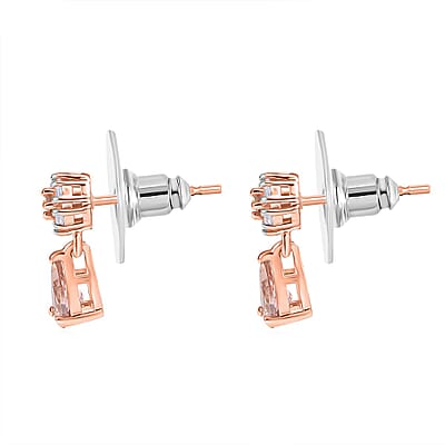 D'Joy Premium Blush Tourmaline and White Zircon 1.10 ctw Petal Bloom Earrings in 18K Vermeil Rose Gold Over Sterling Silver