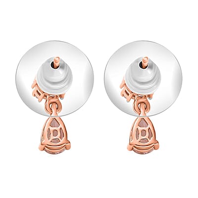 D'Joy Premium Blush Tourmaline and White Zircon 1.10 ctw Petal Bloom Earrings in 18K Vermeil Rose Gold Over Sterling Silver