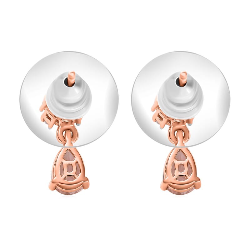 D'Joy Premium Blush Tourmaline and White Zircon 1.10 ctw Petal Bloom Earrings in 18K Vermeil Rose Gold Over Sterling Silver