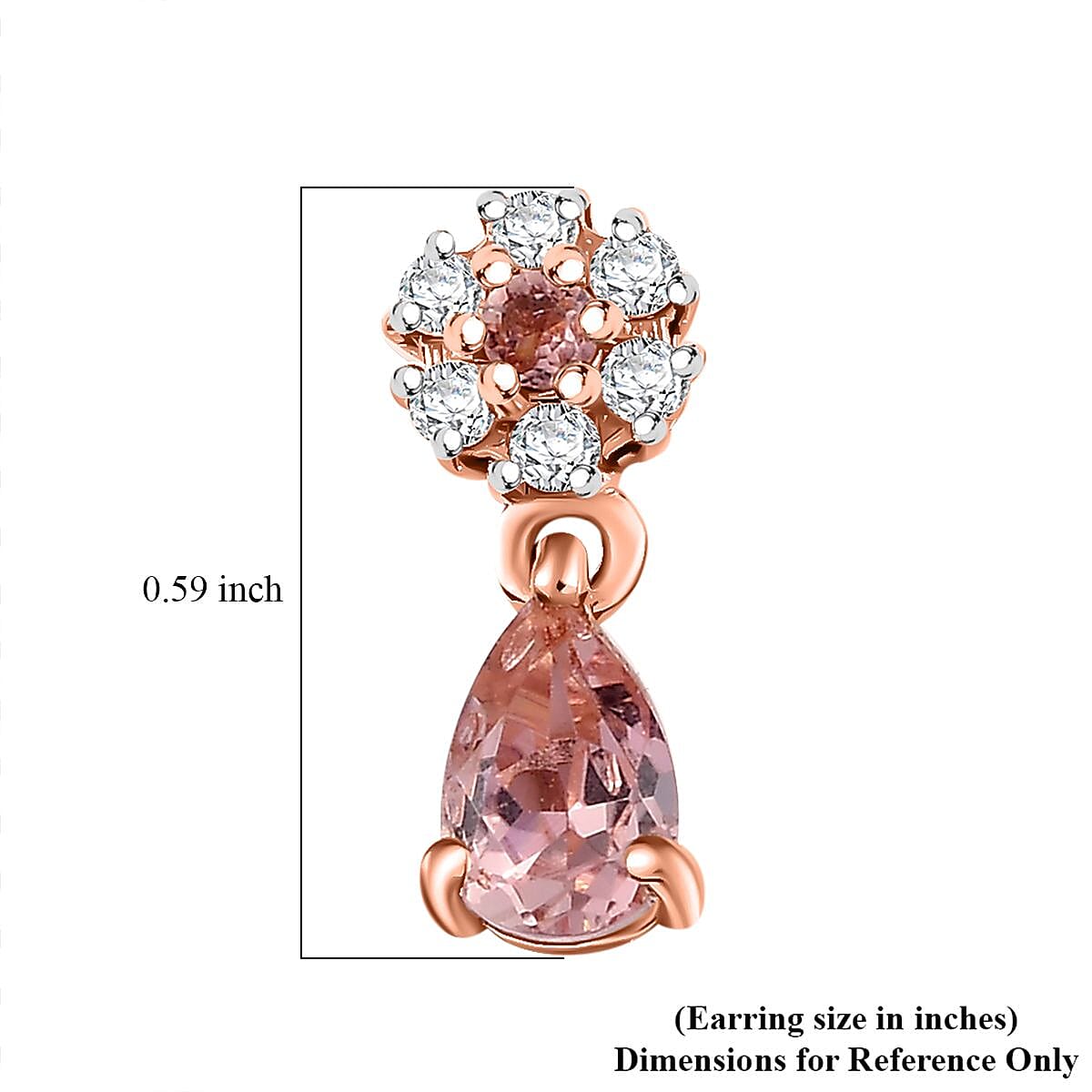 D'Joy Premium Blush Tourmaline and White Zircon 1.10 ctw Petal Bloom Earrings in 18K Vermeil Rose Gold Over Sterling Silver