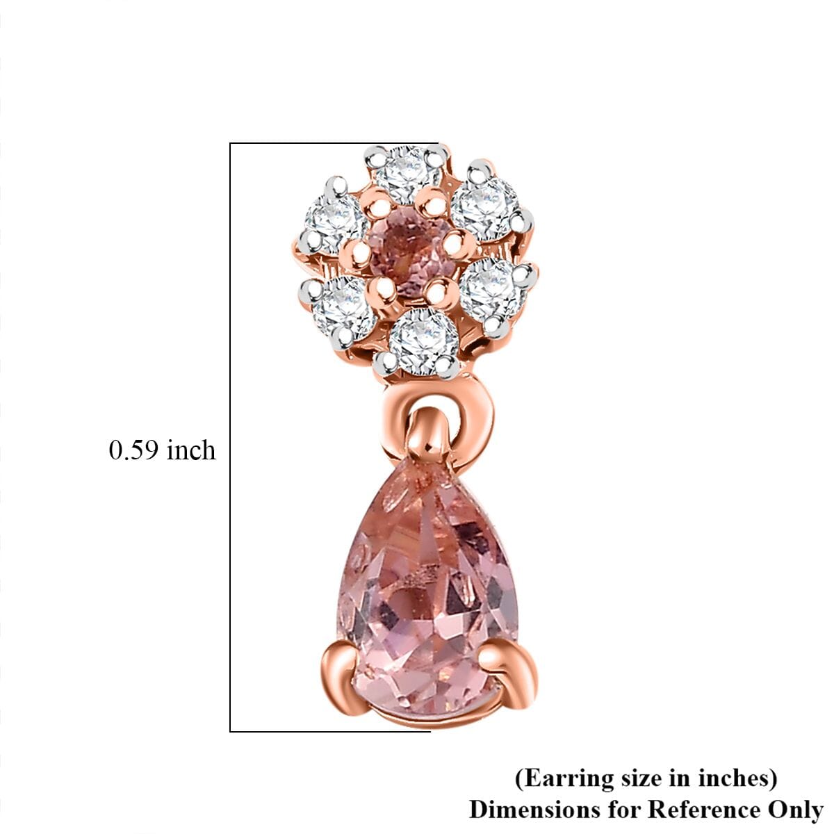 D'Joy Premium Blush Tourmaline and White Zircon 1.10 ctw Earrings in 18K Vermeil Rose Gold Over Sterling Silver image number 5