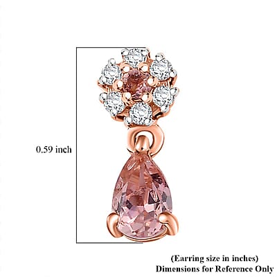 D'Joy Premium Blush Tourmaline and White Zircon 1.10 ctw Petal Bloom Earrings in 18K Vermeil Rose Gold Over Sterling Silver