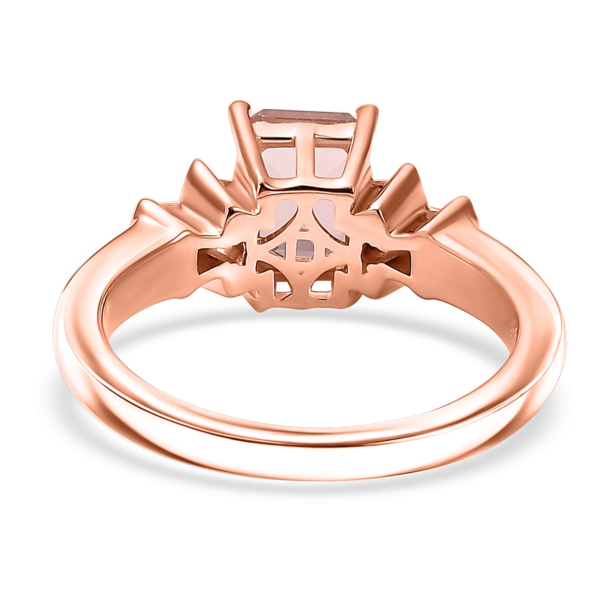 D'Joy Premium Blush Tourmaline and Moissanite 2.15 ctw Blush Deco Ring in 18K Vermeil Rose Gold Over Sterling Silver (Size 6.0)