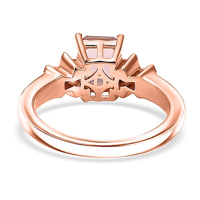 D'Joy Premium Blush Tourmaline and Moissanite 2.15 ctw Blush Deco Ring in 18K Vermeil Rose Gold Over Sterling Silver (Size 6.0)