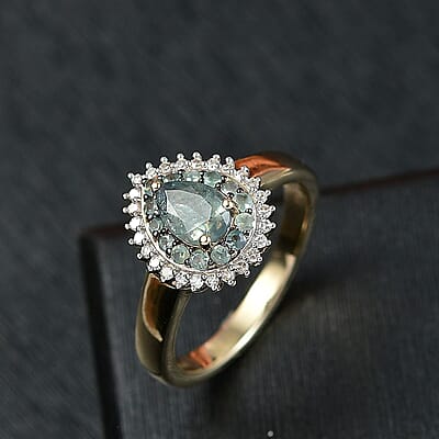 AAA Narsipatnam Alexandrite and Luxuriant Lab Grown Diamond E-F VS 1.05 ctw Majestic Mirage Ring in 10K Yellow Gold (Size 10.0)