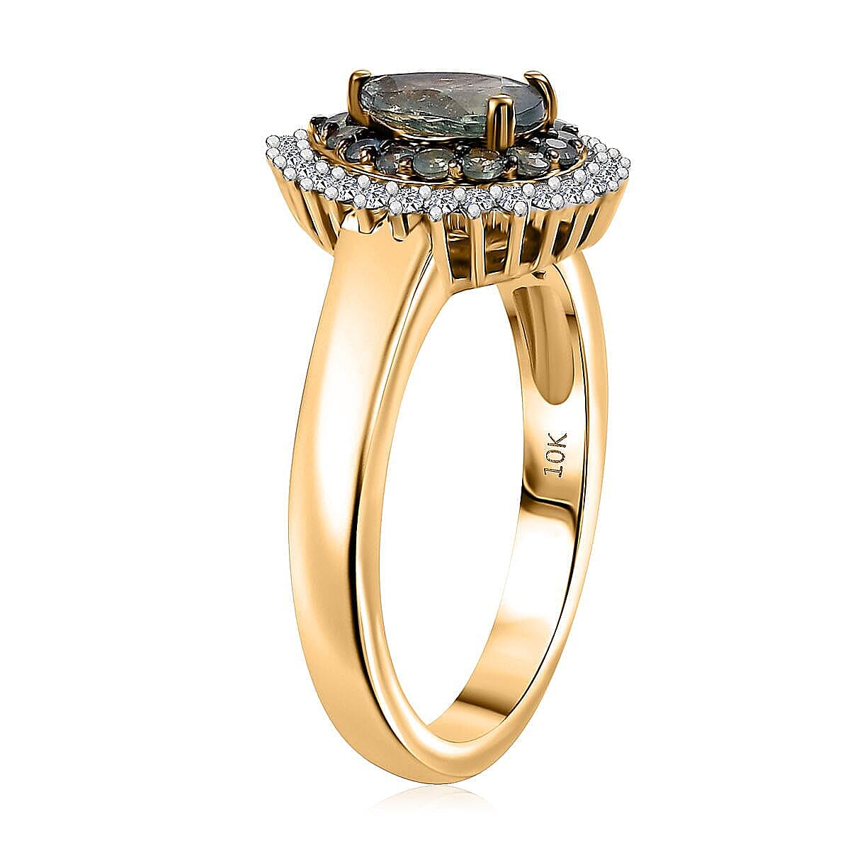 10K Yellow Gold AAA Narsipatnam Alexandrite, Luxuriant Lab Grown Diamond (E-F, VS) Majestic Mirage Ring (Size 10.0) 1.05 ctw image number 3