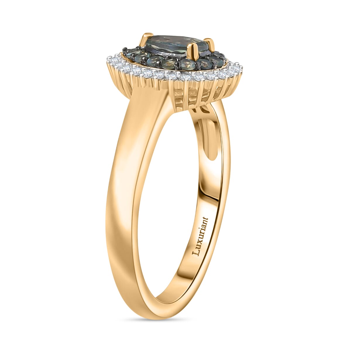 AAA Narsipatnam Alexandrite and Luxuriant Lab Grown Diamond E-F VS 1.05 ctw Majestic Mirage Ring in 10K Yellow Gold (Size 9.0) image number 3