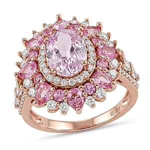 D'Joy Martha Rocha Kunzite and Multi Gemstone 5.15 ctw Fire Bloom Ring in 18K Vermeil Rose Gold Over Sterling Silver (Size 10.0)