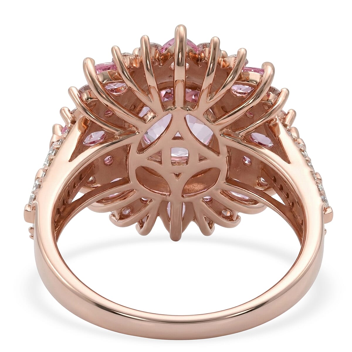 D'Joy Martha Rocha Kunzite and Multi Gemstone 5.15 ctw Fire Bloom Ring in 18K Vermeil Rose Gold Over Sterling Silver (Size 6.0) image number 4