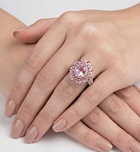 D'Joy Martha Rocha Kunzite and Multi Gemstone 5.15 ctw Fire Bloom Ring in 18K Vermeil Rose Gold Over Sterling Silver (Size 7.0)