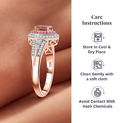 Luxoro AAA Blush Tourmaline, Pink Sapphire and I2 Diamond 1.15 ctw Blush Majesty Ring in 10K Rose Gold (Size 6.0)