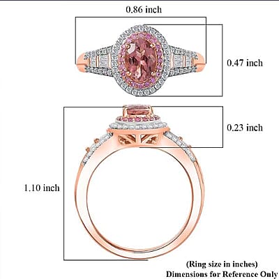 Luxoro AAA Blush Tourmaline, Pink Sapphire and I2 Diamond 1.15 ctw Blush Majesty Ring in 10K Rose Gold (Size 6.0)