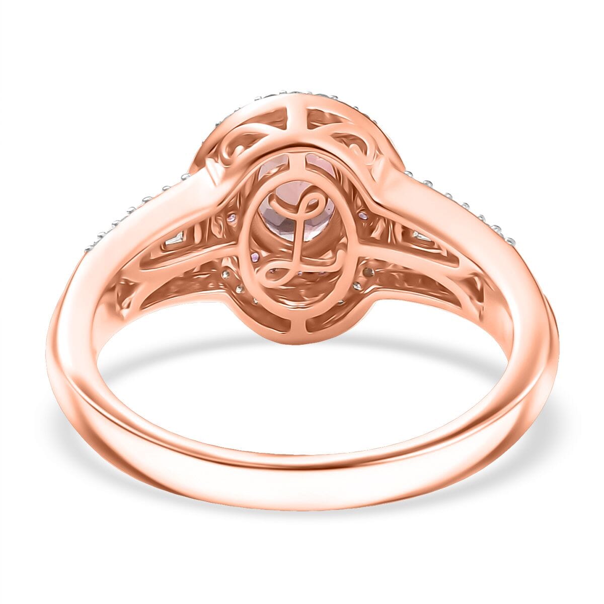Luxoro 10K Rose Gold AAA Blush Tourmaline, Pink Sapphire, Diamond (I2) (0.30 cts) Ring (Size 10.0) 1.15 ctw image number 4