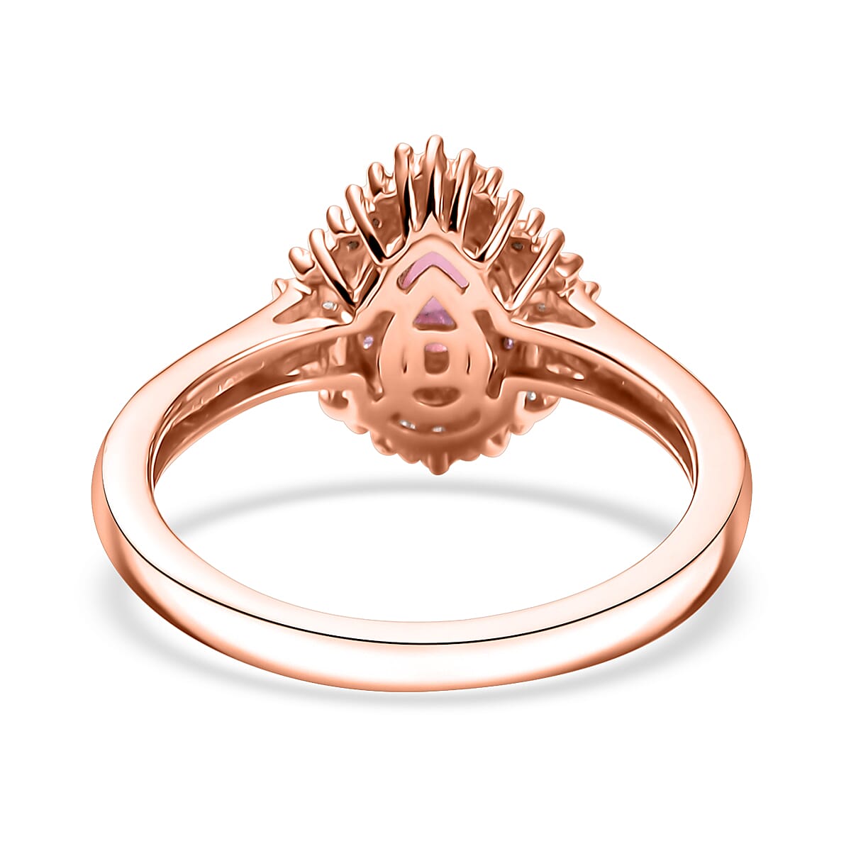 D'Joy Premium Mahenge Spinel, Pink Sapphire, Diamond 0.75 ctw Majestic Rosette Ring in 18K Vermeil Rose Gold Over Sterling Silver (Size 6.0)