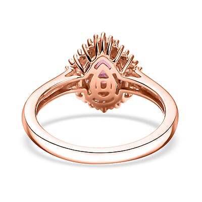 D'Joy Premium Mahenge Spinel, Pink Sapphire, Diamond 0.75 ctw Majestic Rosette Ring in 18K Vermeil Rose Gold Over Sterling Silver (Size 6.0)