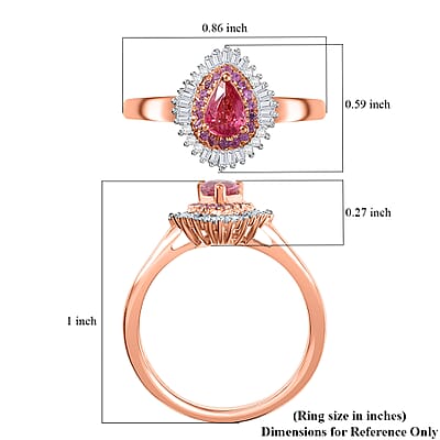 D'Joy Premium Mahenge Spinel, Pink Sapphire, Diamond 0.75 ctw Majestic Rosette Ring in 18K Vermeil Rose Gold Over Sterling Silver (Size 6.0)