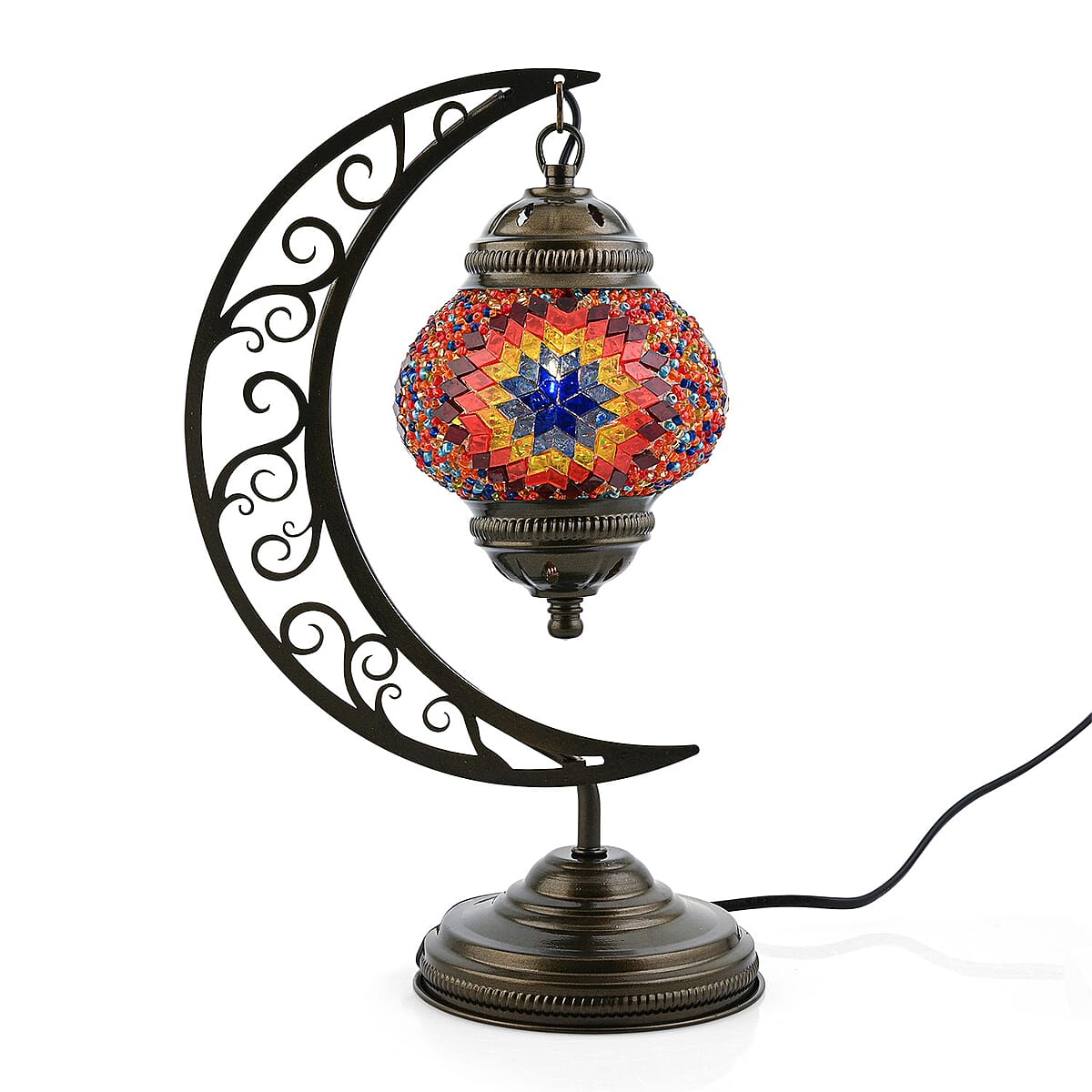 Multi Glass Crescent Turkish Lamp image number 0