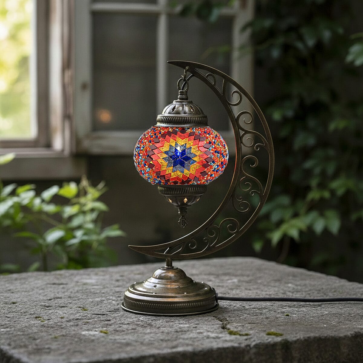 Multi Glass Crescent Turkish Lamp image number 1