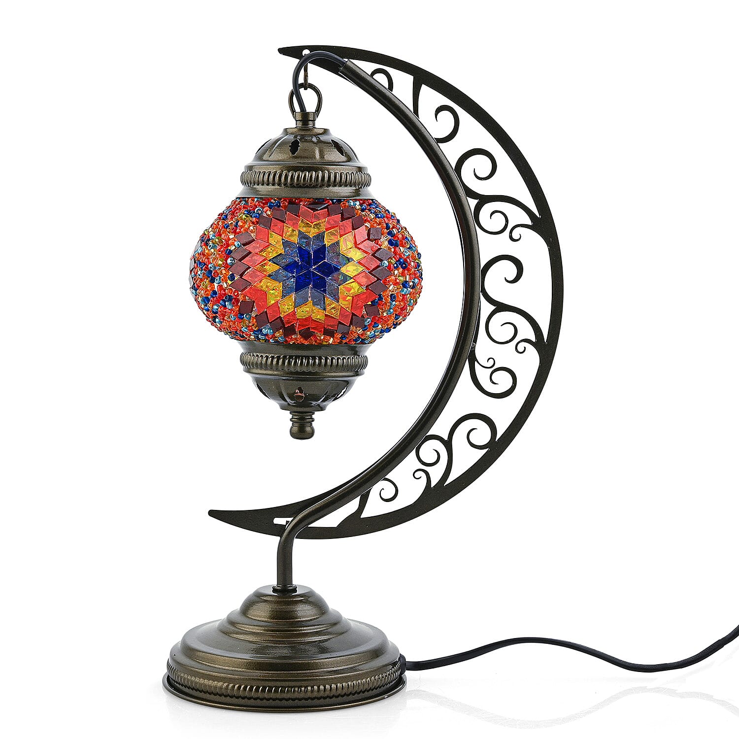  Multi Glass Crescent Turkish Lamp