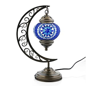 Mega Day Deal Doorbuster Blue Glass Crescent Turkish Lamp