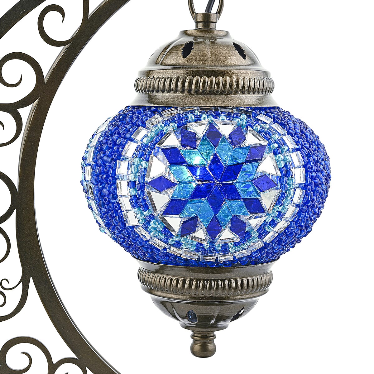 Mega Day Deal Doorbuster Blue Glass Crescent Turkish Lamp image number 3