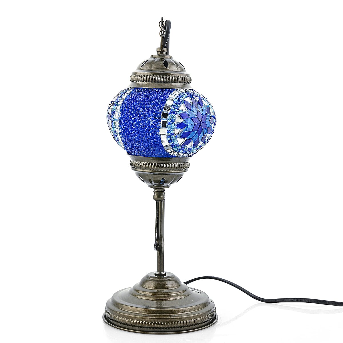 Mega Day Deal Doorbuster Blue Glass Crescent Turkish Lamp image number 4