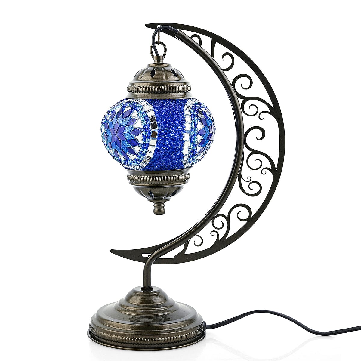 Mega Day Deal Doorbuster Blue Glass Crescent Turkish Lamp image number 5