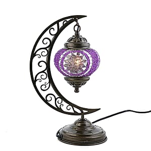 Mega Day Deal Doorbuster Lavender Glass Crescent Turkish Lamp