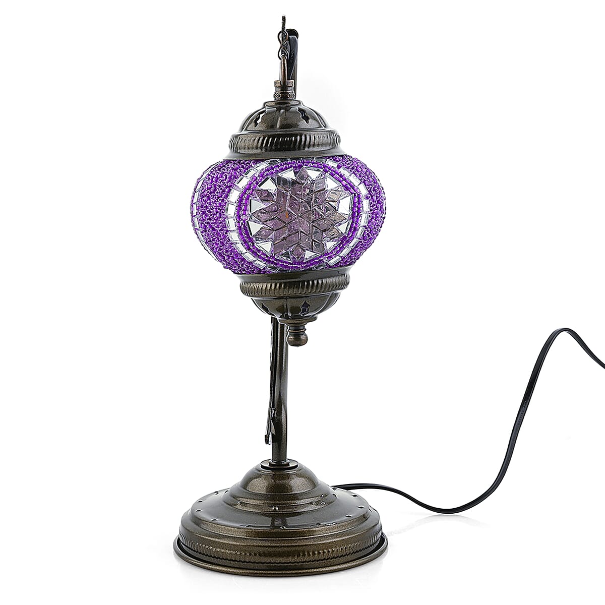 Mega Day Deal Doorbuster Lavender Glass Crescent Turkish Lamp image number 3