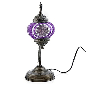 Doorbuster Lavender Glass Crescent Turkish Lamp