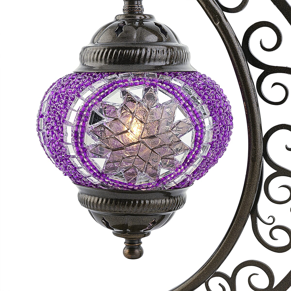 Mega Day Deal Doorbuster Lavender Glass Crescent Turkish Lamp image number 5