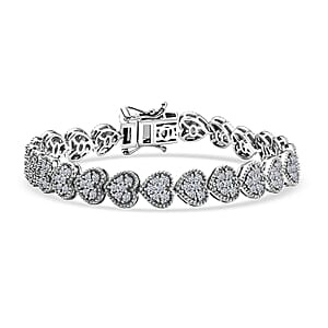 Luxuriant Lab Grown Diamond G-H SI 4.00 ctw Heartstrings Bracelet in Rhodium Over Sterling Silver (7.25 In)