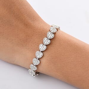 Doorbuster Luxuriant Lab Grown Diamond G-H SI 4.10 ctw Heartstrings Bracelet in Rhodium Over Sterling Silver (7.25 In)