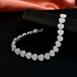  Luxuriant Lab Grown Diamond G-H SI 4.15 ctw Heartstrings Bracelet in Rhodium Over Sterling Silver (8.00 In)