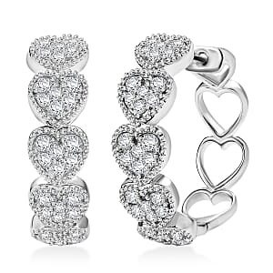 Luxuriant Lab Grown Diamond G-H SI 1.50 ctw Heartstrings Hoop Earrings in Rhodium Over Sterling Silver 