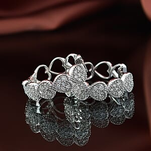 Luxuriant Lab Grown Diamond G-H SI 1.50 ctw Heartstrings Hoop Earrings in Rhodium Over Sterling Silver 