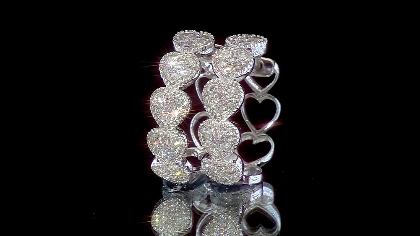 Luxuriant Lab Grown Diamond (G-H, SI) Heartstrings Hoop Earrings in Rhodium Over Sterling Silver 1.50 ctw