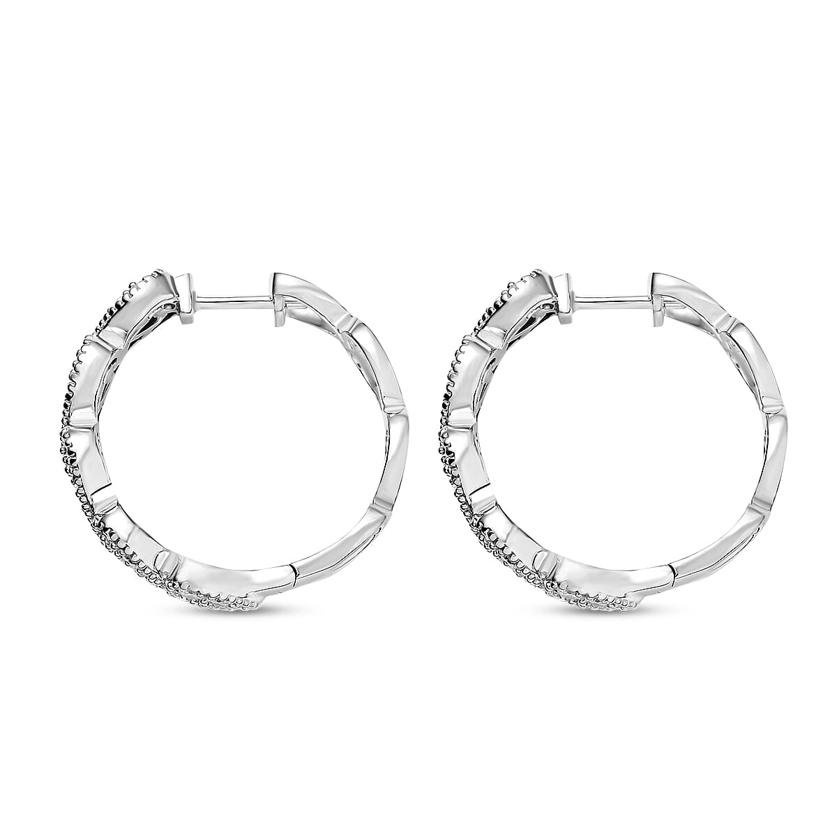 Luxuriant Lab Grown Diamond G-H SI 1.50 ctw Heartstrings Hoop Earrings in Rhodium Over Sterling Silver  image number 3