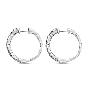 Luxuriant Lab Grown Diamond G-H SI 1.50 ctw Heartstrings Hoop Earrings in Rhodium Over Sterling Silver 