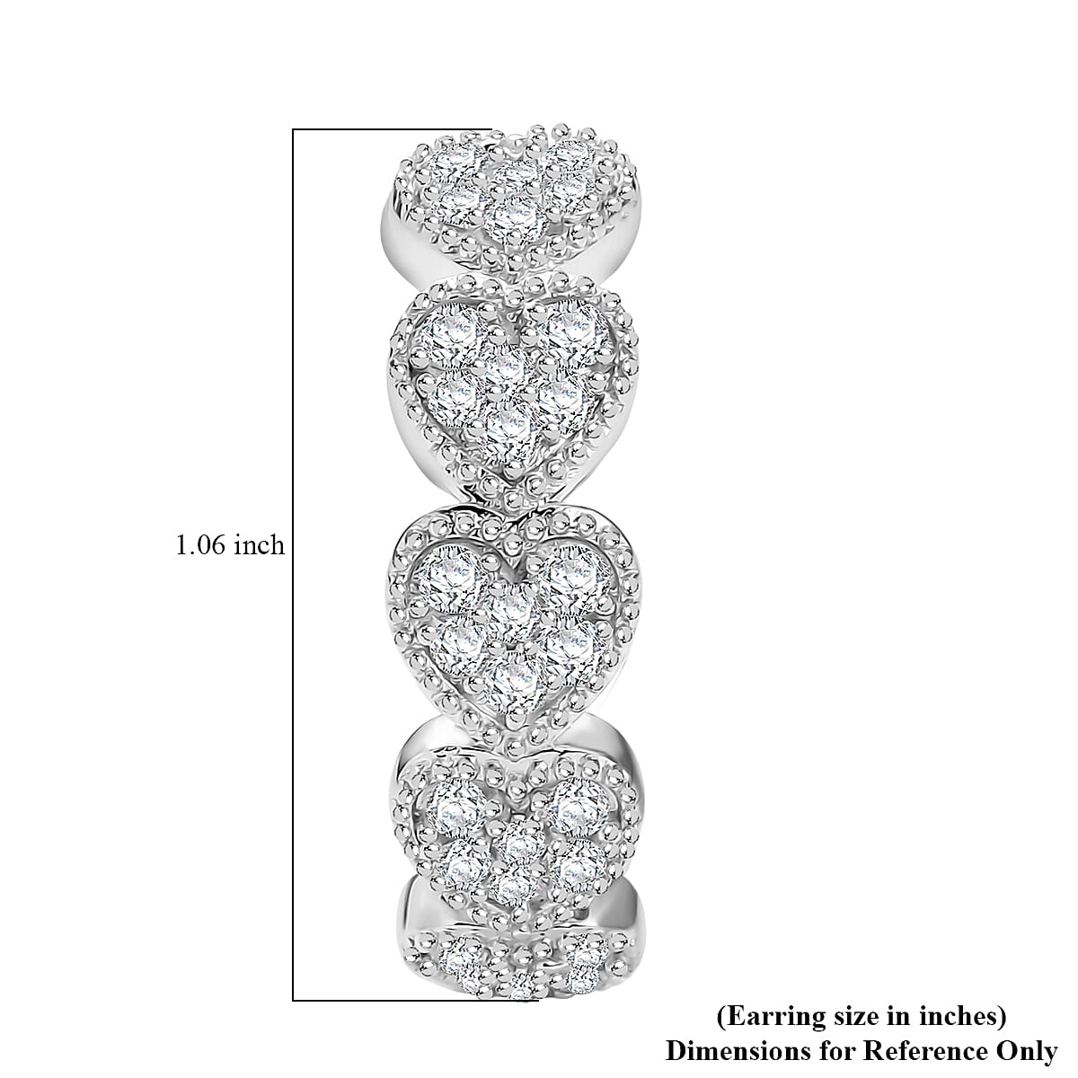 Luxuriant Lab Grown Diamond G-H SI 1.50 ctw Heartstrings Hoop Earrings in Rhodium Over Sterling Silver  image number 4