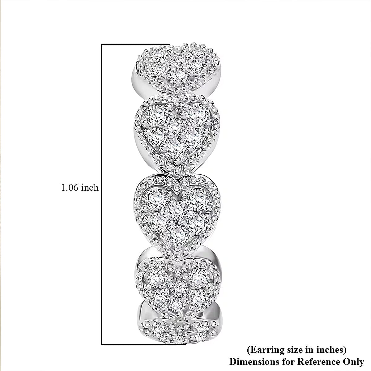 Luxuriant Lab Grown Diamond G-H SI 1.50 ctw Heartstrings Hoop Earrings in Rhodium Over Sterling Silver  image number 6