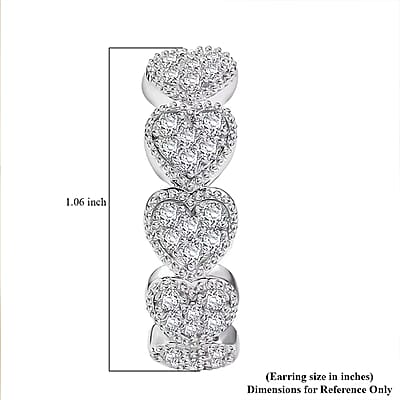 Luxuriant Lab Grown Diamond G-H SI 1.50 ctw Heartstrings Hoop Earrings in Rhodium Over Sterling Silver