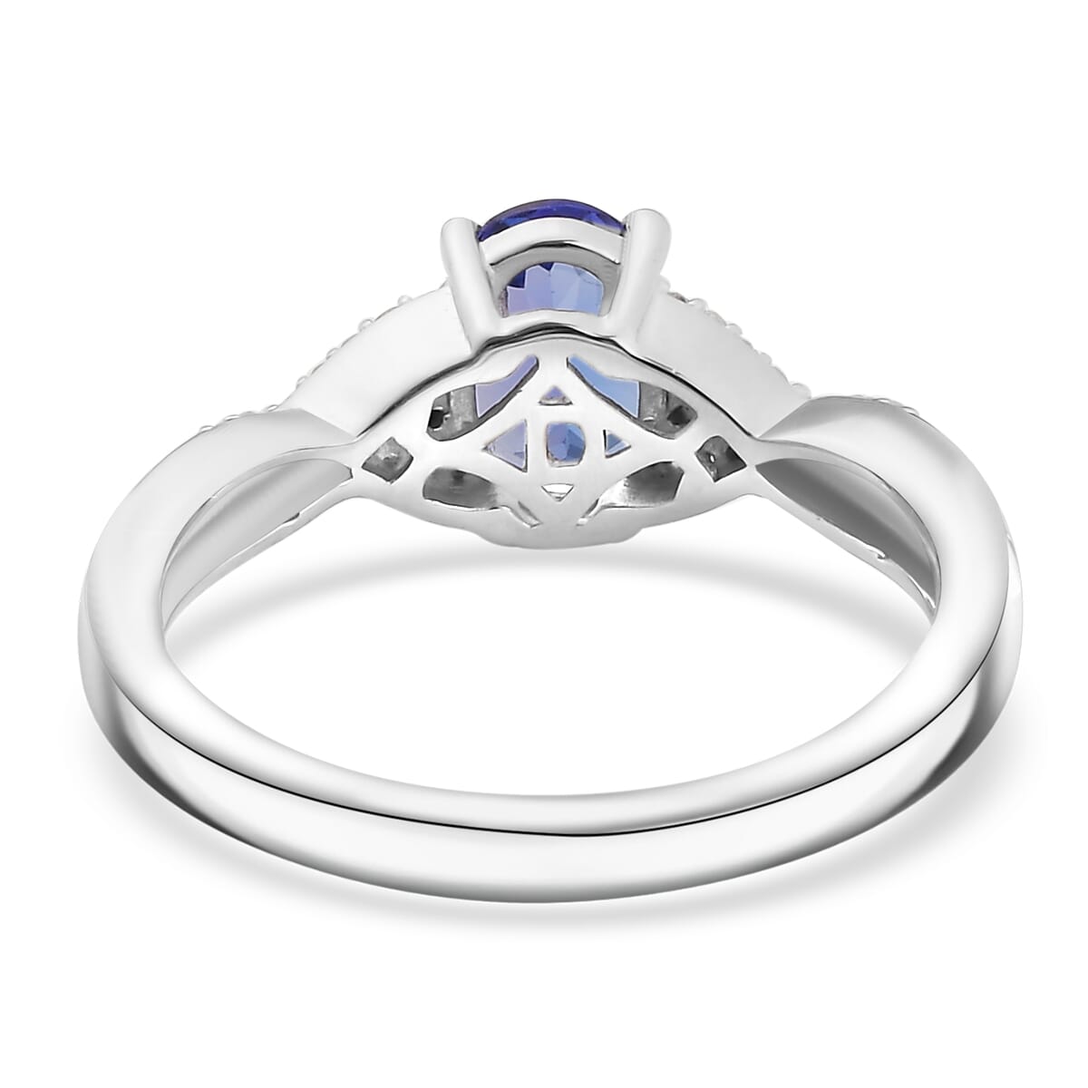D’Joy Tanzanite, Natural Pink and White Diamond 1.35 ctw Infinity Bliss Ring in 18K Vermeil RG and Rhodium Over Sterling Silver (Size 10.0) image number 4